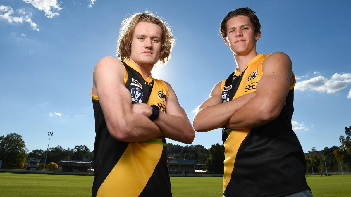 FIRST UP: Albury youngsters Billy Robertson and Jacob Koschitzke will debut against Corowa-Rutherglen on Saturday. Picture: MARK JESSER