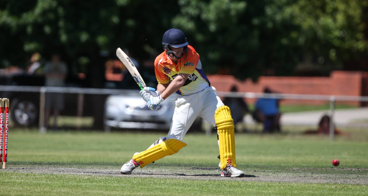 WHACK: Border Bullets import Andrew McDonald blasted 42 in his team's comfortable win over Wagga Sloggers at Bilson Park. Picture: JAMES WILTSHIRE