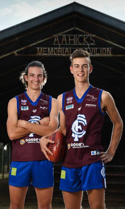 READY TO GO: Culcairn's Mitch Lauritzen and James Pitson are looking forward to Saturday's clash against Holbrook. Picture: MARK JESSER