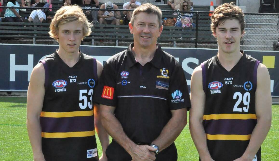 WORDS OF WISDOM: Murray Bushrangers pair Joe and Nick Richards have a good sounding board in their father, Rob. Picture: STEPHEN HICKS