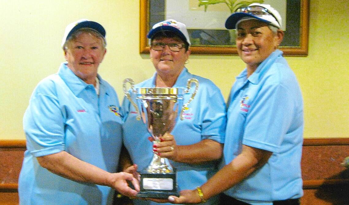 Faye Clark, Mary Tragardh and Evelyn Martin formed the first ladies side to win the Commercial Club Bowls Classic.