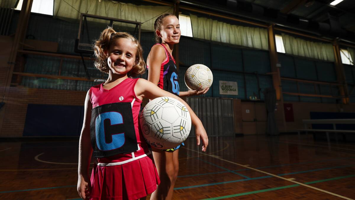SMILES ALL ROUND: Shyla Turnbull and Arlia Feaks are looking forward to playing in the Albury Indoor Netball Association. Picture: JAMES WILTSHIRE