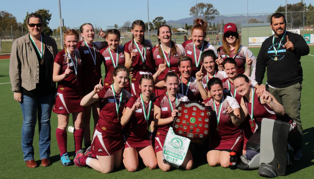CHAMPIONS: Wodonga celebrate its division one women's title. Picture: DON CULLEN