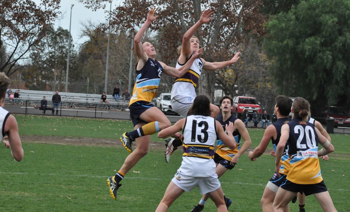 RIGHT ON TOP: Bushrangers' ruckman Max Lynch gave his team first use of the ball against Bendigo Pioneers on Sunday. Picture: STEPHEN HICKS