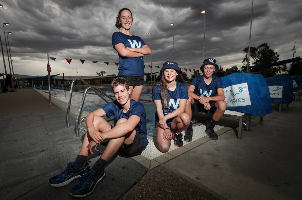 FAB FOUR: Aidan Thomson, 15, (left), Brooke Thwaites, 15, Sarah-Jane Male, 15, and Nick Evans, 13, will compete in Melbourne at the State titles. Picture: JAMES WILTSHIRE