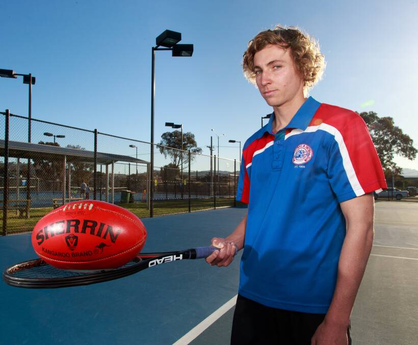 ALL-ROUNDER: Young Bullioh forward Zac Burhop is equally as talented on the tennis court as the football field. Picture: SIMON BAYLISS