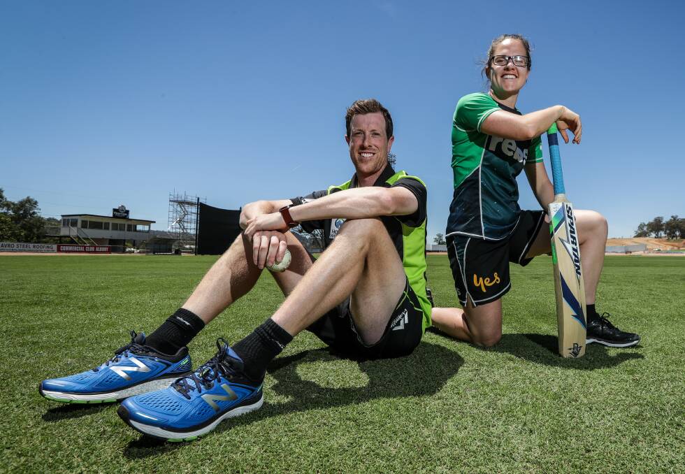 READY TO ROLL: Sydney Thunder's Andrew Fekete and Melbourne Stars' Emma Kearney were impressed with the Lavington Sportsground. Picture: JAMES WILTSHIRE