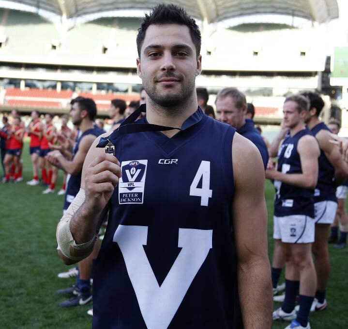 GOING PLACES: Former Lavington player Michael Gibbons was named best for the VFL against the SANFL at Adelaide Oval on Sunday. Picture: DEB CURTIS