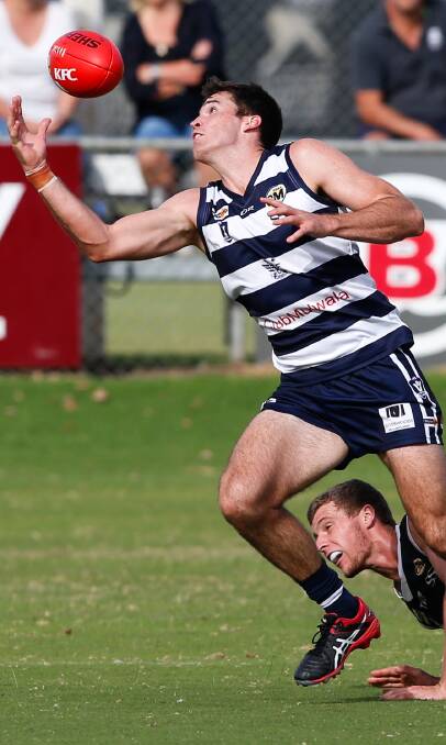 RECRUIT OF THE YEAR?: Pigeon defender Tom Walliss has had the ball on a string since arriving at J.C. Lowe Oval this season. Picture: MARK JESSER