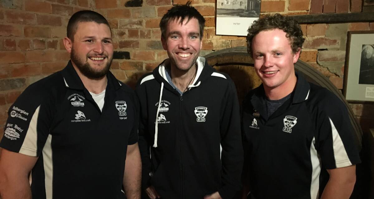 EARLY COUP: Assistant-coach Nathan Waite and co-coaches Karl Jacka and Damien Wilson will be key figures for Tallangatta and District league club Rutherglen next season.