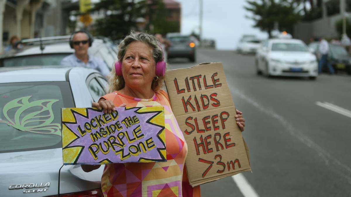 Protester at a rally against the Newcastle Supercars race set to take place in the city's East End this November. PICTURE: Marina Neil
