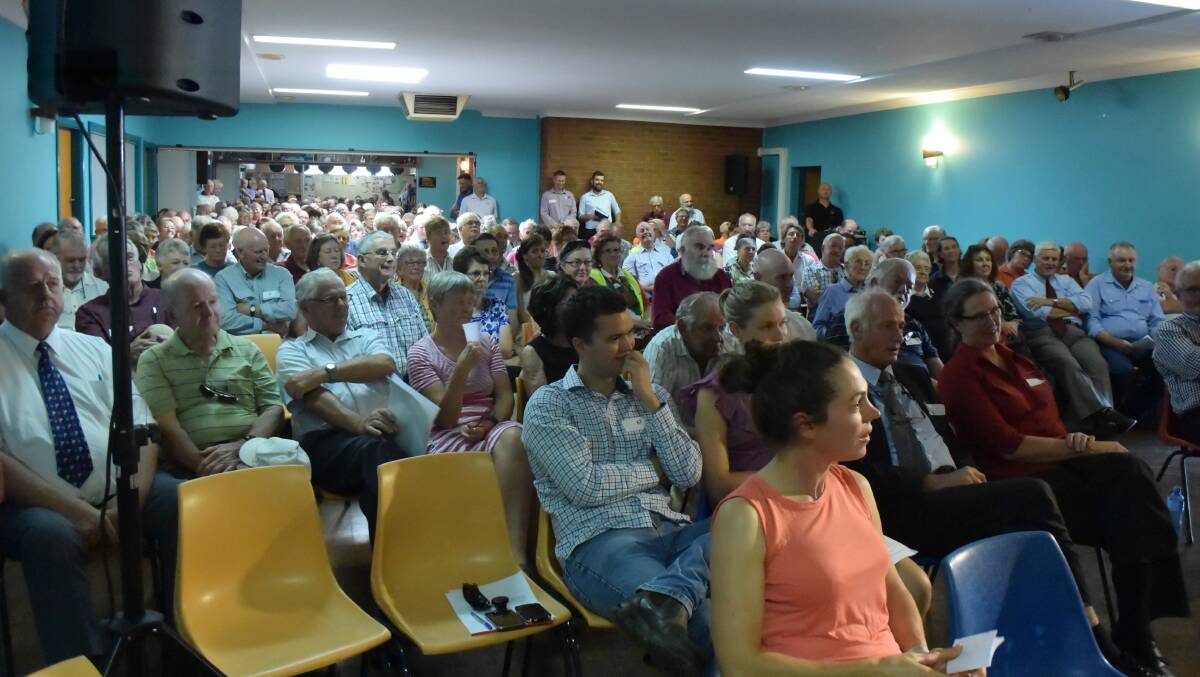 Wall to wall crowd: Tumbarumba Bowling Club was packed for the hearing on the proposed merger of Tumbarumba and Tumut councils.