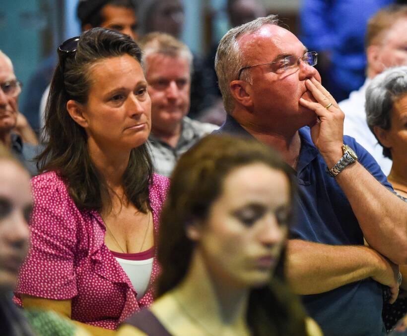 Listening to the debate: Pro-life advocates and Helpers of God's Precious Infants members Anna and Roland von Marburg in the gallery at Monday night's Albury council meeting. Picture: MARK JESSER