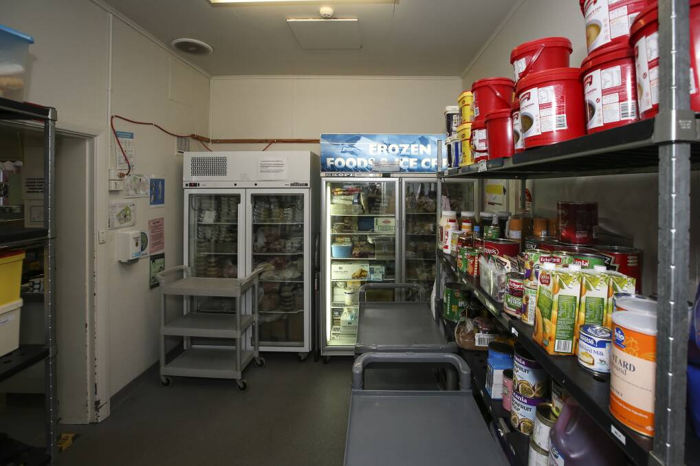 Cramped: The kitchen pantry at Rutherglen hospital which is uncomfortably small with the electricity cord supplying fridges draped along the wall. 