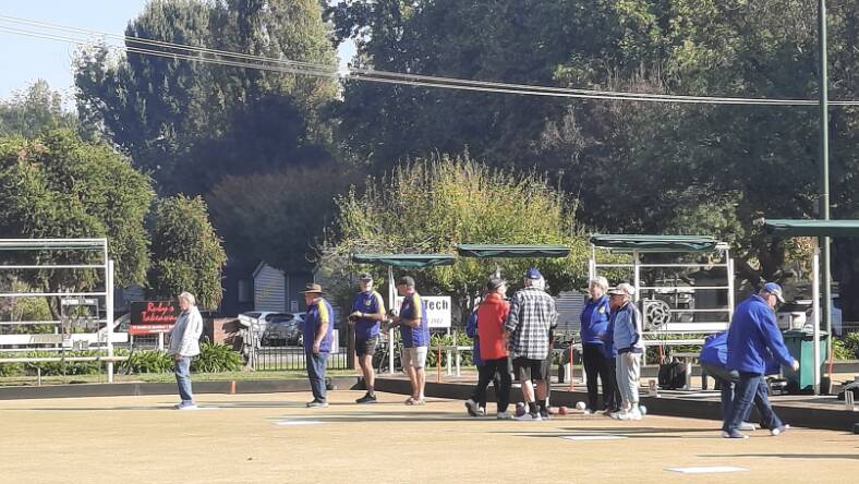 Players at Myrtleford Bowls Club which is set to have a $350,000 upgrade to its green as a result of the Victorian budget. Picture from Facebook