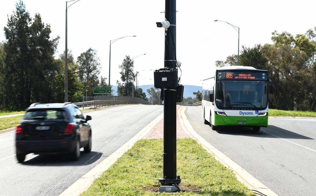 Looking at you: Cameras monitor vehicles on either side of Wodonga's Melrose Drive as part of VicRoads research. Picture: MARK JESSER