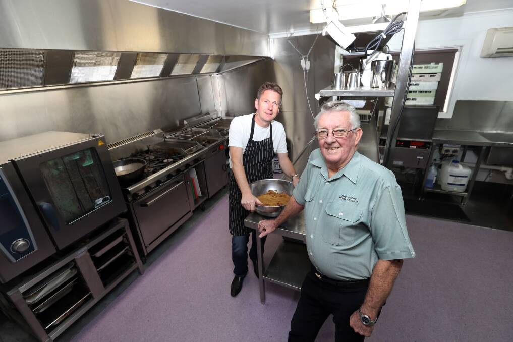 Happier times: Lee Botting in 2015 with Kevyn Williams in the Wodonga RSL kitchen shortly after his appointment as caterer to the bistro.