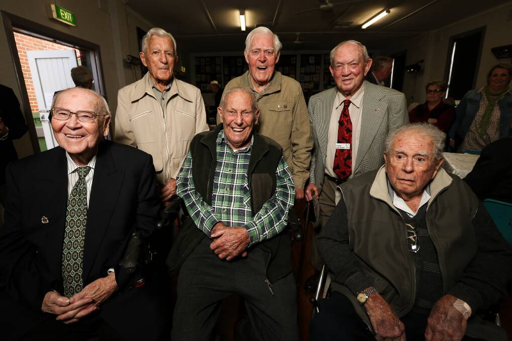 Troopers: Honoured (from left) Bill Page, 91, Harold Wilkes, 98, Peter Welsh, 93, Jack Hearn, 93, Doug Pressnell, 92, and Ken Cameron, 92. Picture: JAMES WILTSHIRE