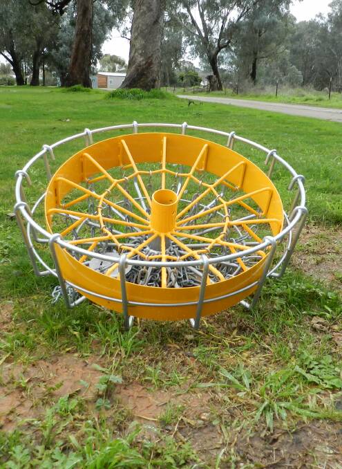 Not flying: Part of the frisbee golf course hit by vandalism.