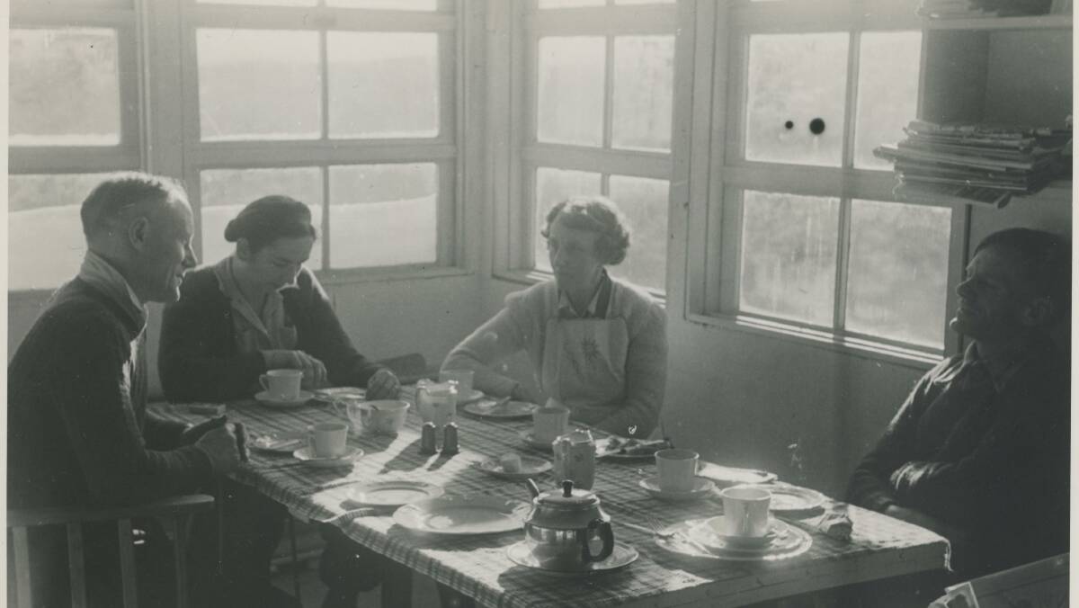 CUPPA ANYONE: Ski club members enjoy refreshment in the Skyline lodge in the years after it was completed in 1947. Picture: MEYER FAMILY COLLECTION