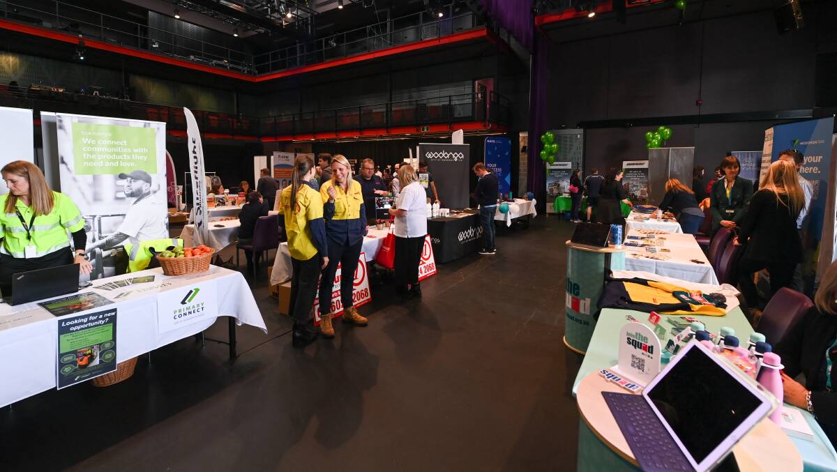 A Wodonga jobs expo held at The Cube. The city's mayor Ron Mildren says having an economic development plan will ensure the city can ride out labour market changes. 