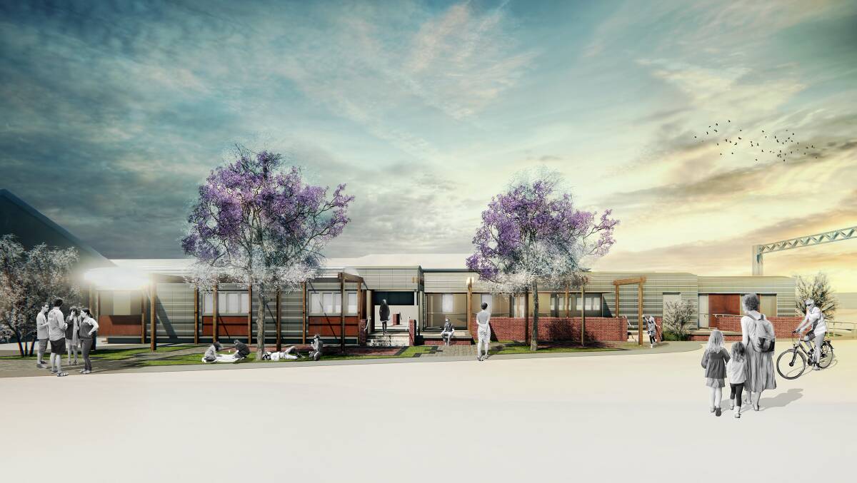 All aboard: An artist's impression of how the look-a-like train carriages will appear when they are built in Sidings Park on the former railway land in central Wodonga.