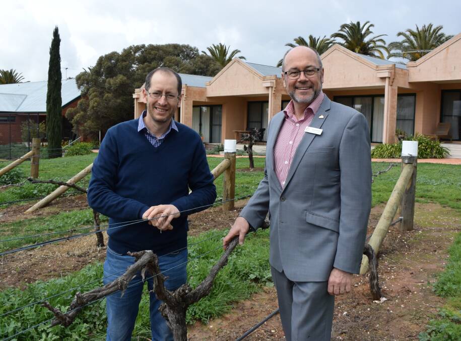 Looking for growth: Rutherglen Estates general manager Marc Scalzo and Indigo Shire chief executive Gerry Smith want to boost tourism in the wine town.