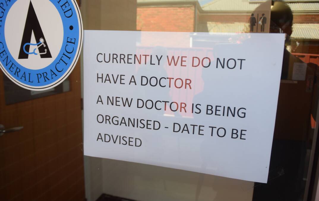 Signs of movement: A note on the door of the doctor's rooms at Chiltern which have been vacant since earlier this year.