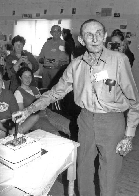 Decades later: Claude Mullavey pictured at a family reunion in the mid-1990s.