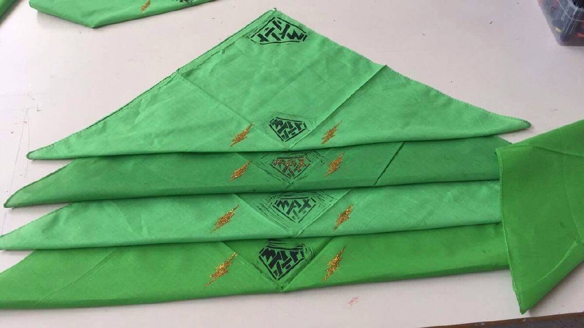 Headwear with heart: The green bandannas which will be sold by Benalla students to mark the anniversary of Max Avdyugin's death and to raise money for beyondblue. 