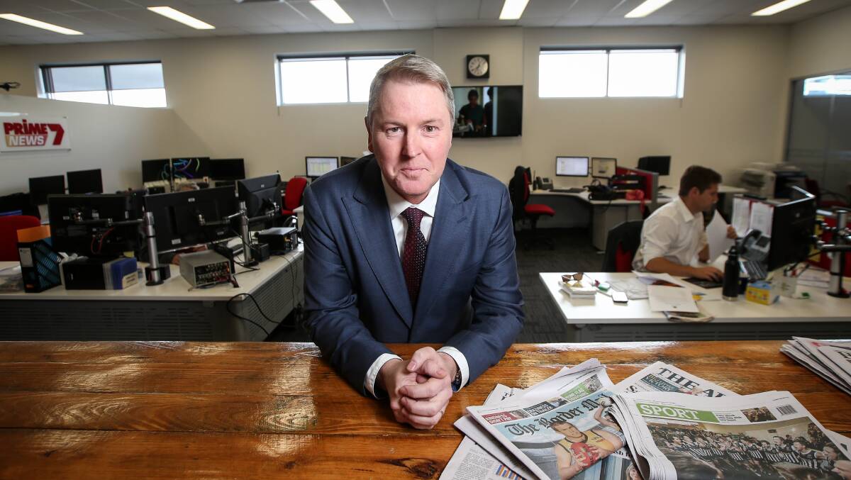 Reporting for duty: Fresh Prime7 Border news director Glenn Connley at the station's Dean Street newsroom in Albury. Picture: JAMES WILTSHIRE