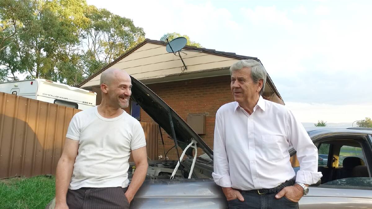 Screen time: Stabbing victim Simon Lanham speaks to journalist Ray Martin for a documentary on domestic violence which will air on Prime7 television on Sunday night. Picture: PRIME7