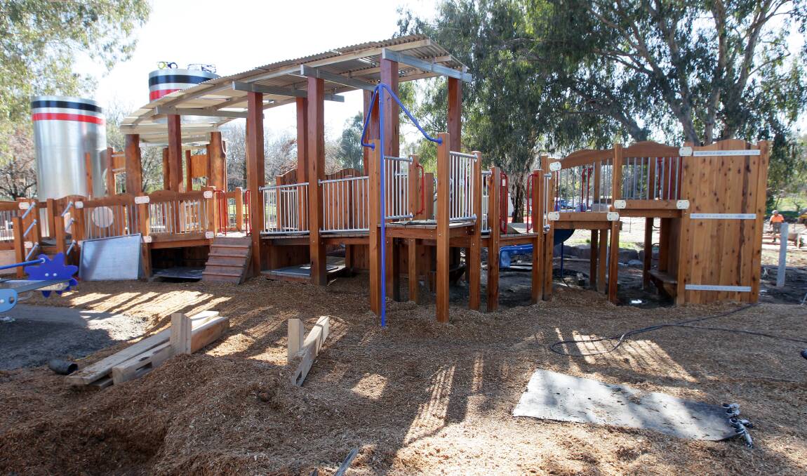 Flashback: The Oddies Creek playground under construction in 2011. A new development for children at Lavington's Foresters Grove will be nearly as big.
