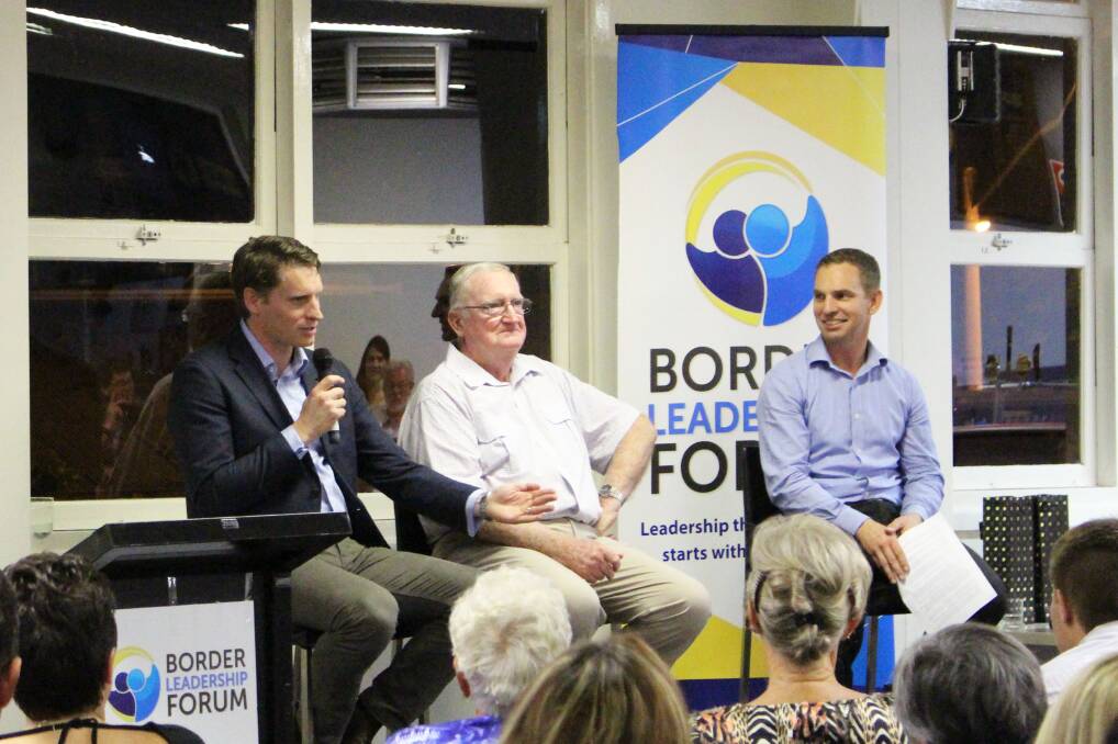 Taking control: Federal MP Andrew Hastie and CFA veteran Graham Healy give their views on management at the first Border Leadership Forum on Saturday night.