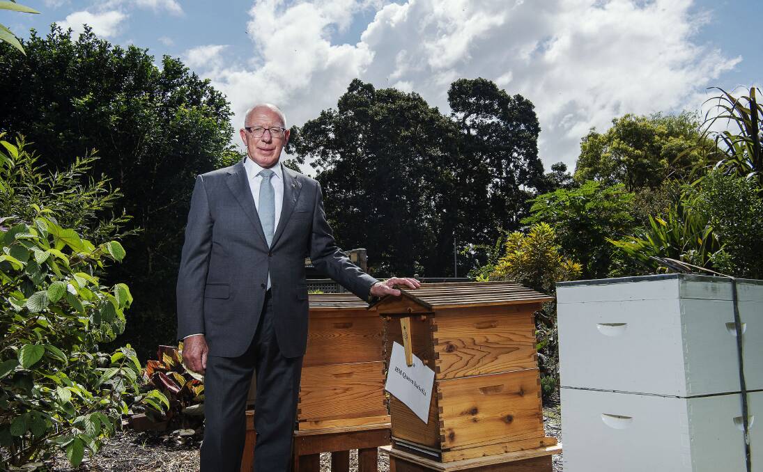Busy bee: NSW Governor David Hurley with hives at Government House, Sydney. Next week he will visit Albury for the first time in a vice-regal capacity after in 2014 becoming the 38th person to fill that position since 1788. 
