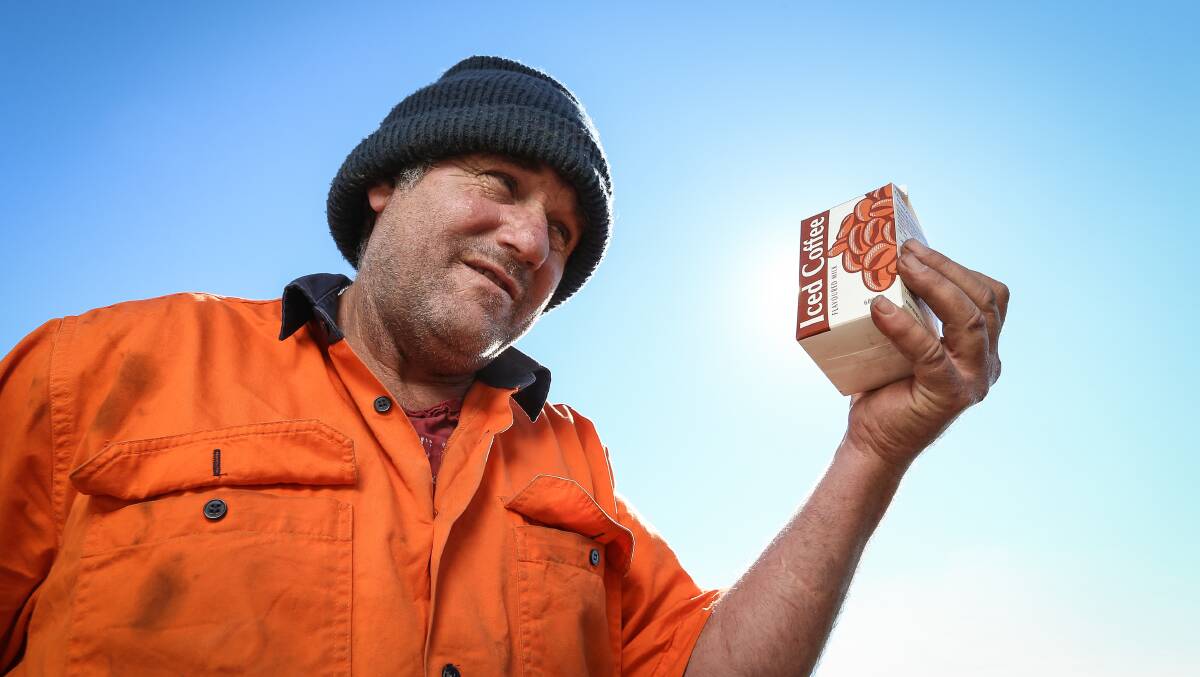 I love you: Mark Britton has been devoted to Kiewa iced coffee, drinking three cartons a day. Picture: JAMES WILTSHIRE 