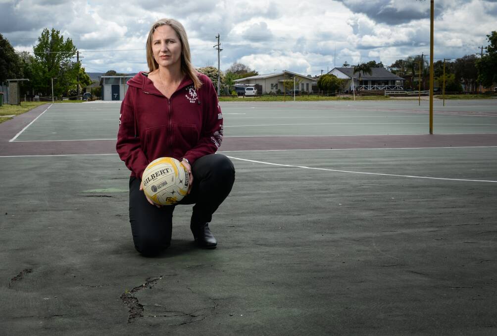 Cracked the case: Wodonga Netball Association's Katrina Donelan has been successful in having the city's council and Netball Victoria fund a badly-needed upgrade to the rundown Kelly Park courts.