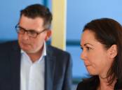 Victorian government minister Jaclyn Symes has been unable to tell state parliament when a request for documents related to Albury Wodonga Health planning under previous premier Daniel Andrews (also pictured) will be fulfilled.