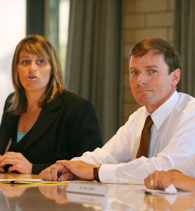 Departing duo: Lisa Mahood with Rodney Wangman at a council meeting in 2006. They are  ending their terms as city representatives after long stints.