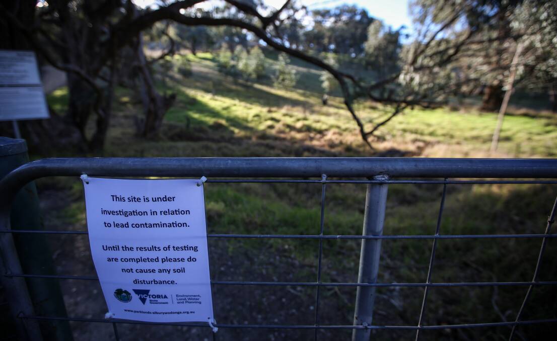 More work to be done: A sign posted on Hunchback Hill at the time of the initial soil testing earlier this year.