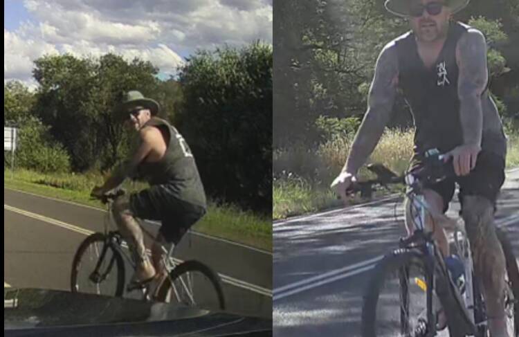Images of the cyclist that police are seeking to speak to in relation to abusive words launched at a motorist in the North East.