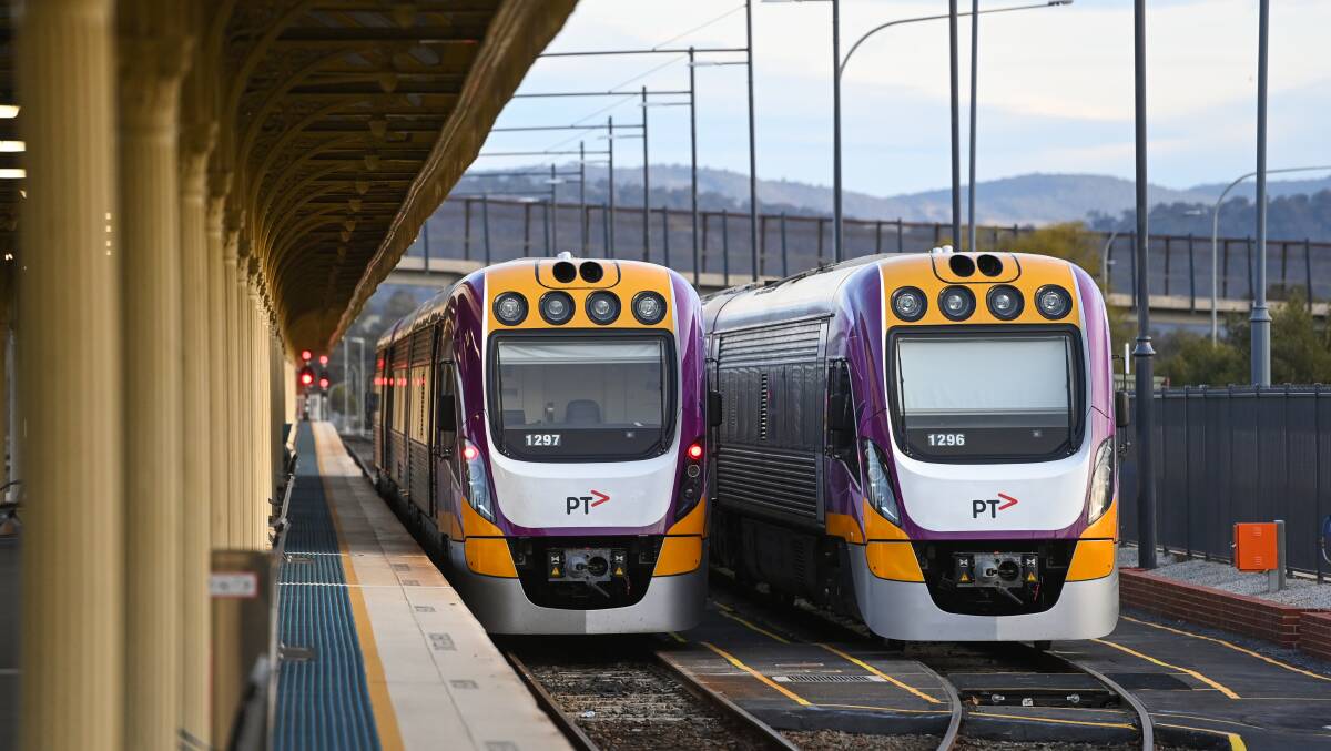 Six-car VLocity services are being broken into two three-car sets to allow an extra run to Melbourne on Saturday mornings to meet the increased demand generated by reduced fares. Picture by Mark Jesser