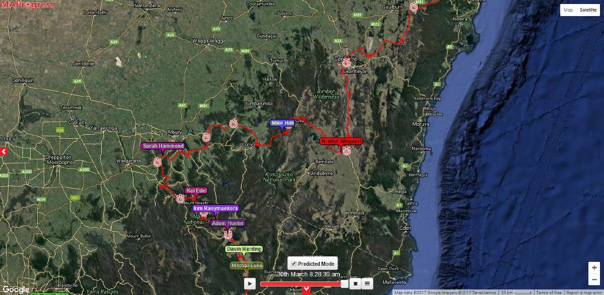 Source: Live Tracker Indian Pacific Wheel Race
