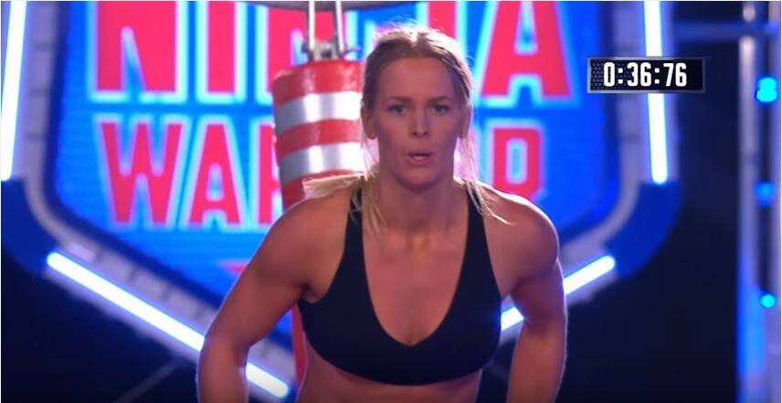 PUMPED: Zoe Featonby ready for the third obstacle. Source: Australian Ninja Warrior 2017