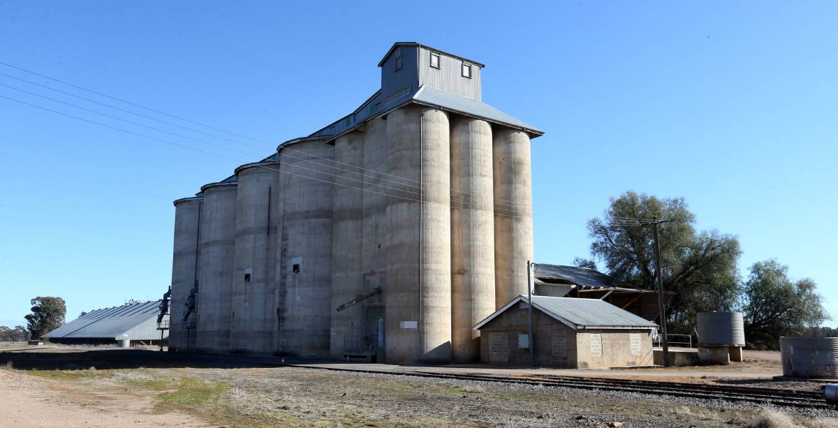 READY FOR ART: The wheat silos at Brocklesby near the disused rail track.