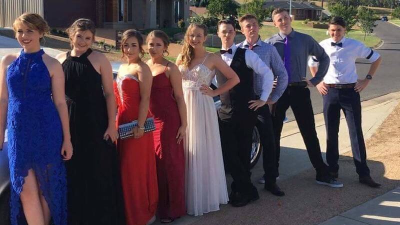 Alexia Brown and her friends before the Year 10 Catholic College Wodonga Formal. 
(Photo supplied)