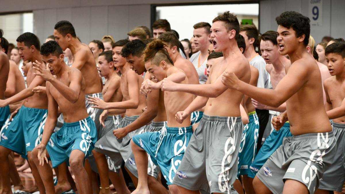 The Opening Ceremony of the Australian Country Junior Basketball Cup with New Zealand performing the Haka. Photo: Simon Bayliss