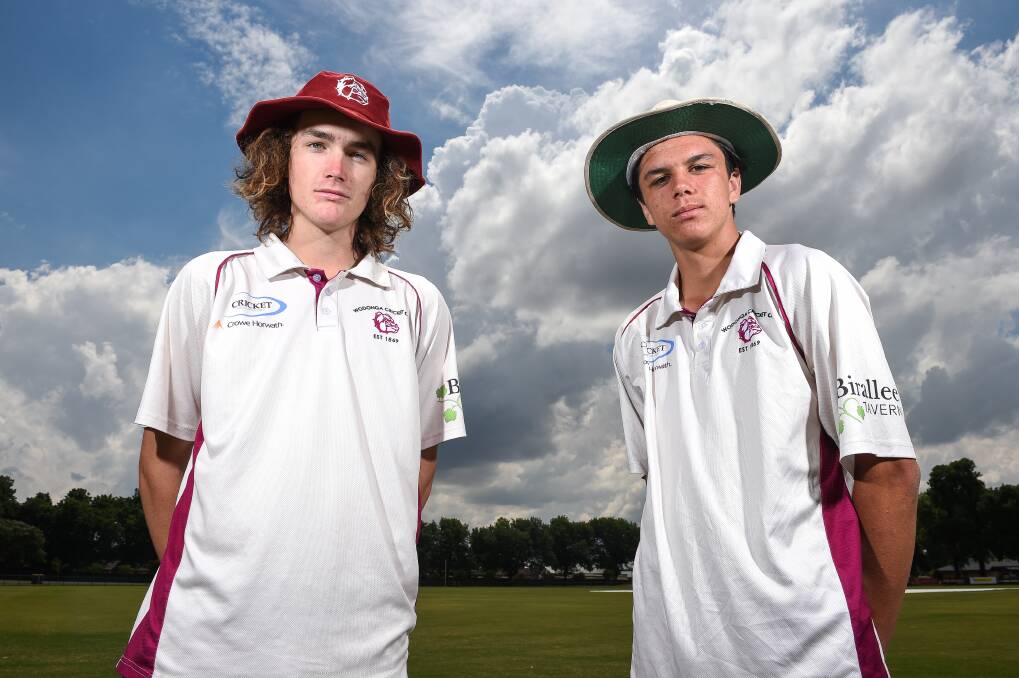 YOUNG GUNS: Wodonga teenagers Charlie Jackson (left) and Elijah Hollands have starred with the ball at district level. Picture: MARK JESSER