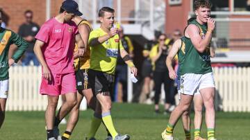 North Albury's Josh Murphy is yellow carded and sent off for 15 minutes against Albury. Picture by Mark Jesser