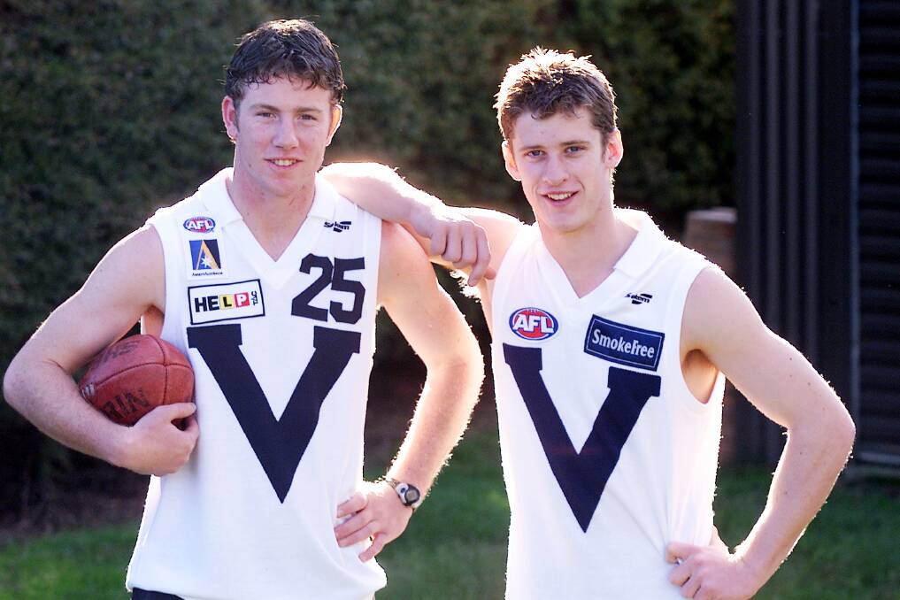 Steve Johnson (left) and Mark McGough were selected in the All-Australian under 18 team, in 2001. Johnson was drafted by Geelong later that year.